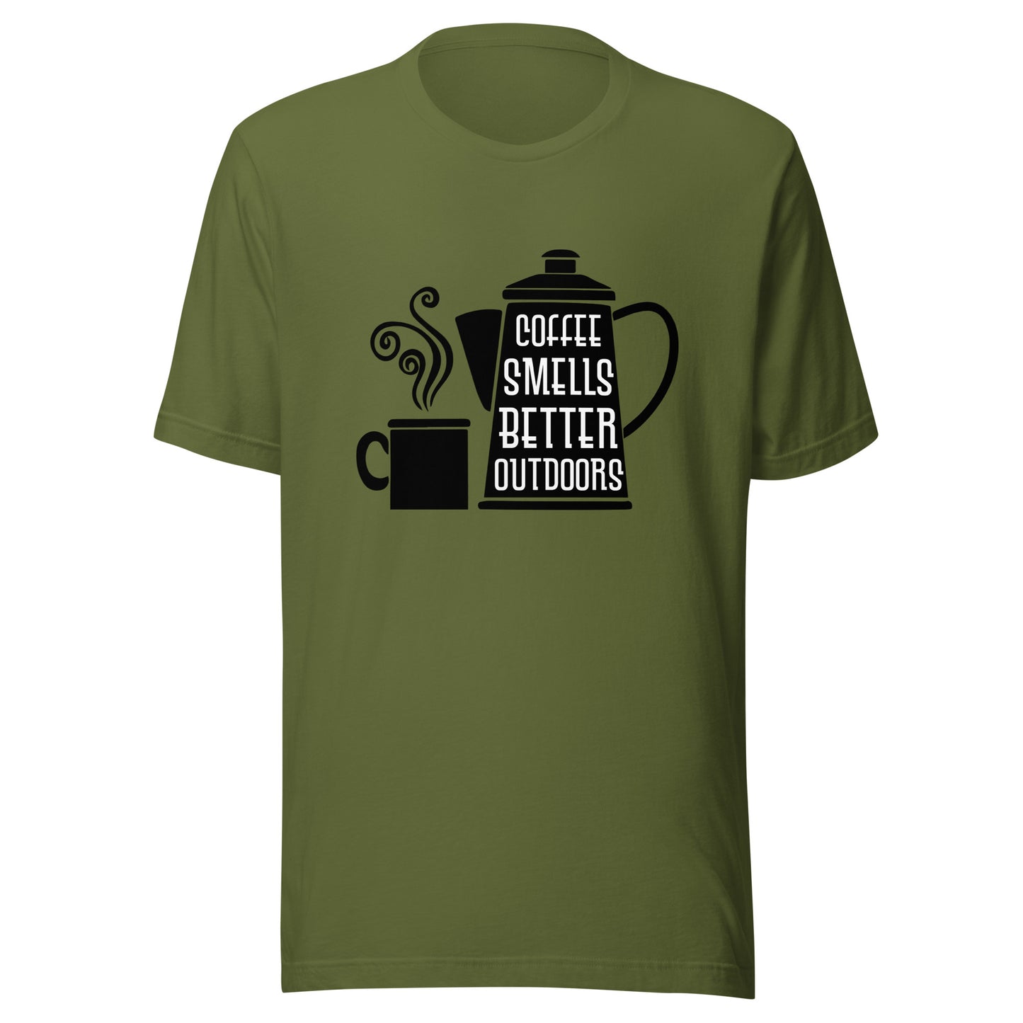 COFFEE SMELLS BETTER OUTDOORS T-Shirt || M-T NovelT's