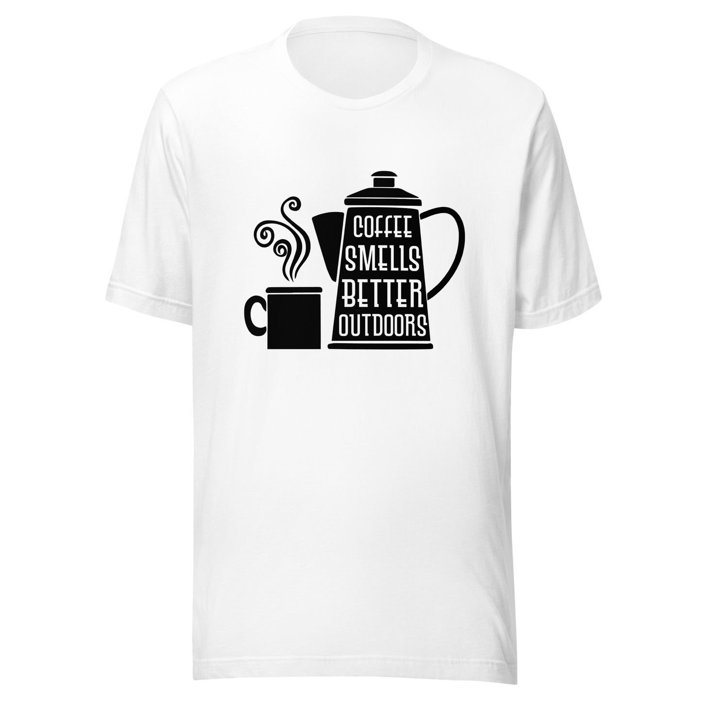 COFFEE SMELLS BETTER OUTDOORS T-Shirt || M-T NovelT's